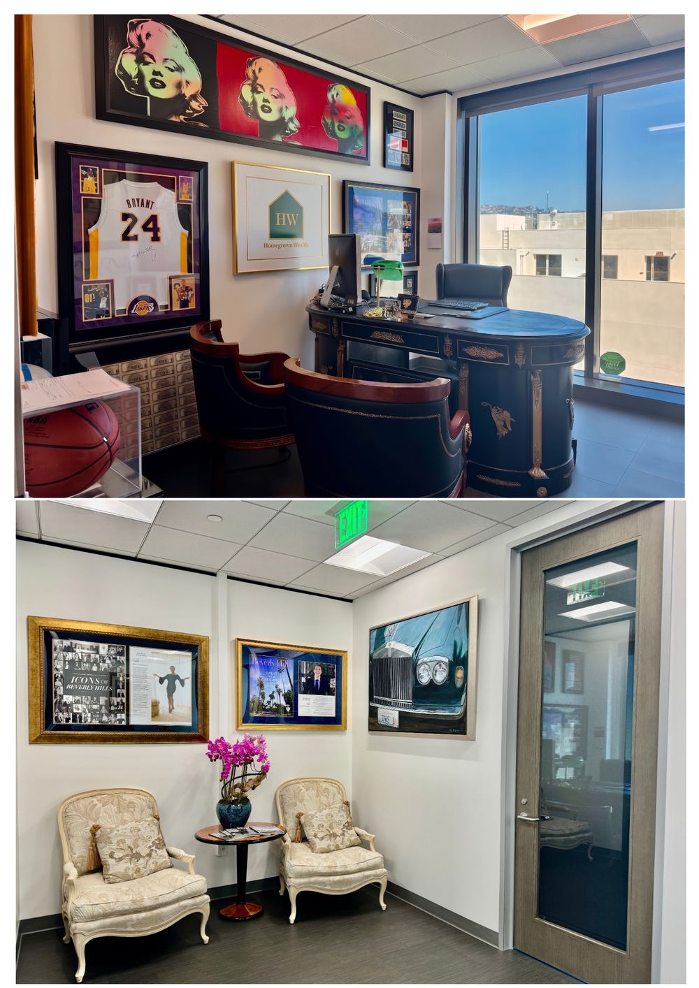 Private office and reception area at Homegrown Wealth Inc., Beverly Hills
